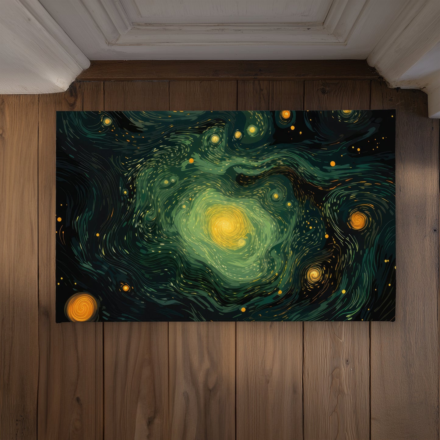 Illuminated in Space Yellow Indoor Outdoor Door Mat | Decor