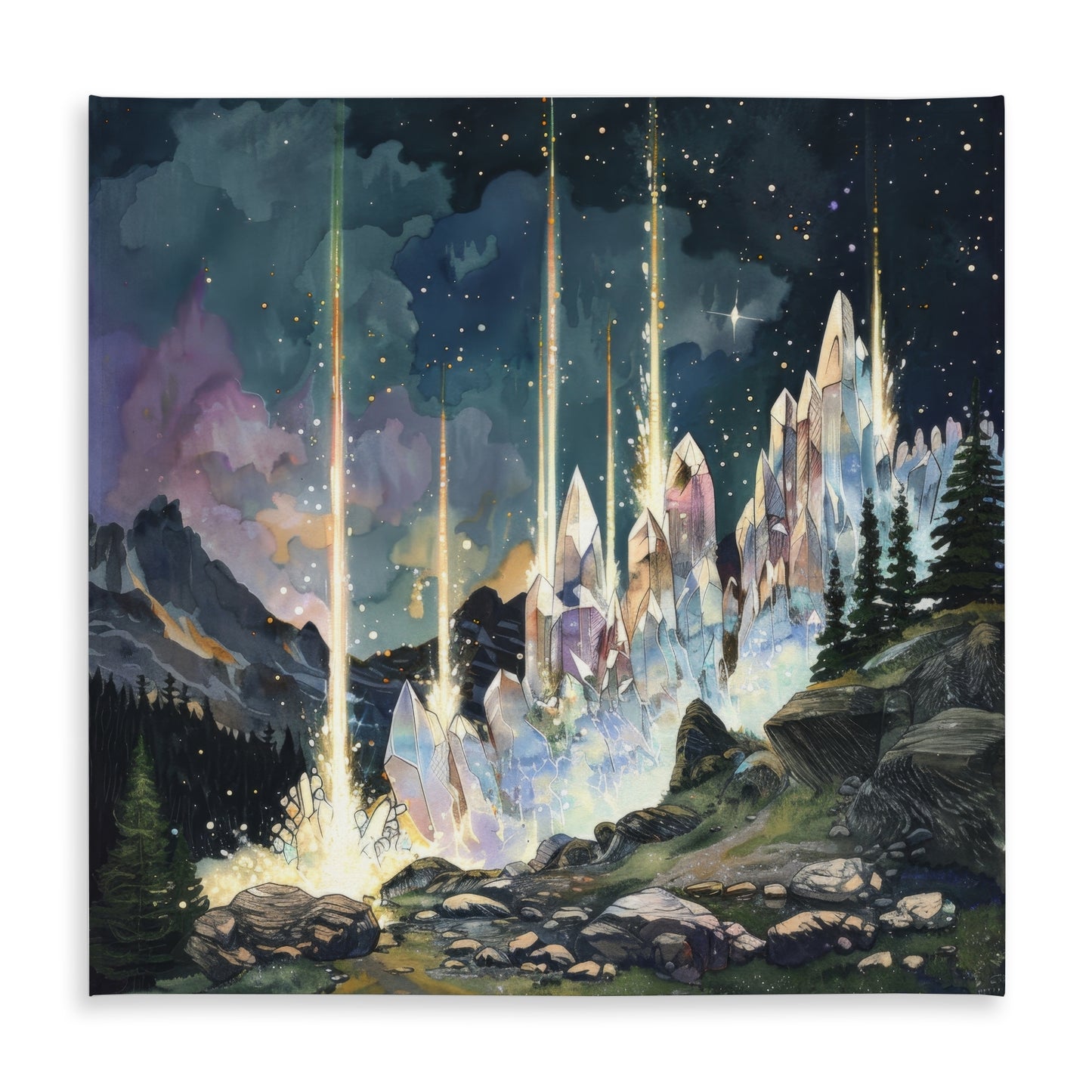 Magical beams Purple Indoor/Outdoor Tablecloth for Home Decor