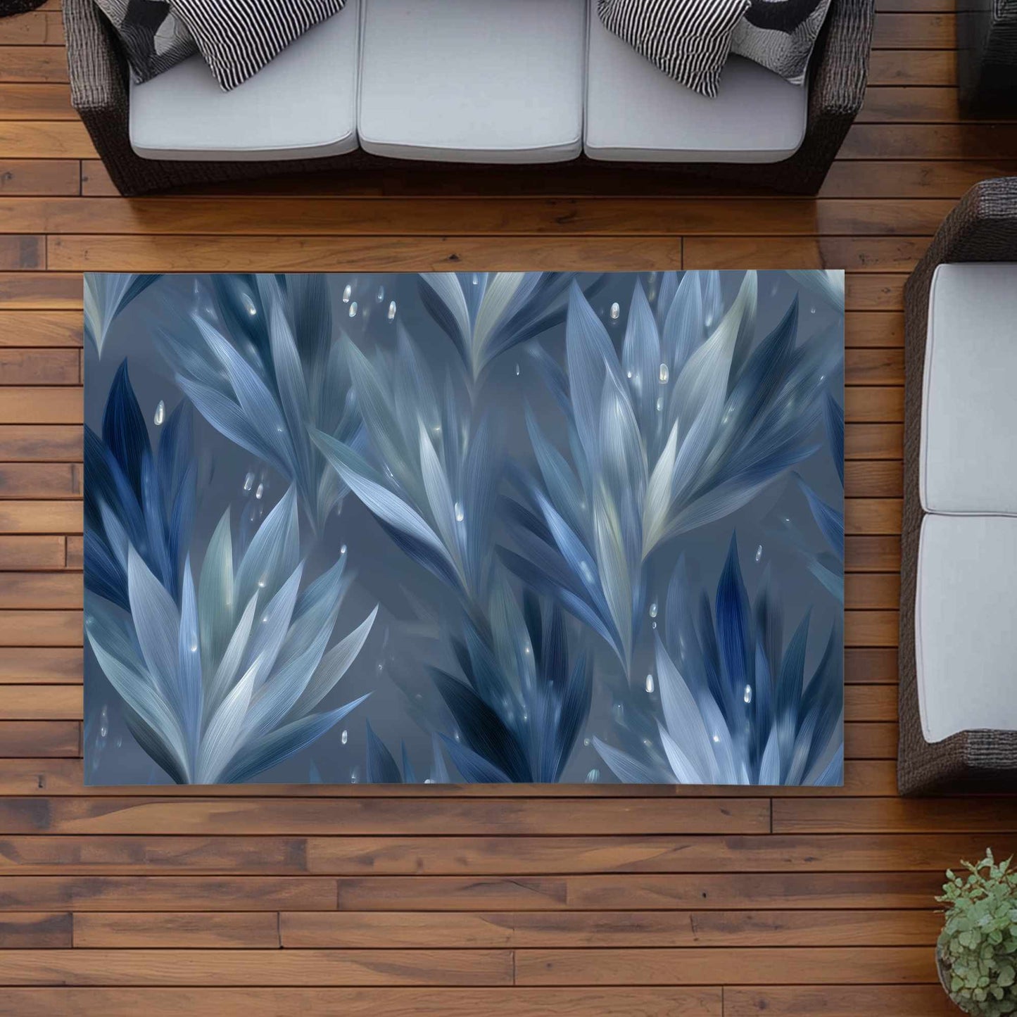 Icy Leaves Outdoor Area Rug | Stylish Home Decor Rug
