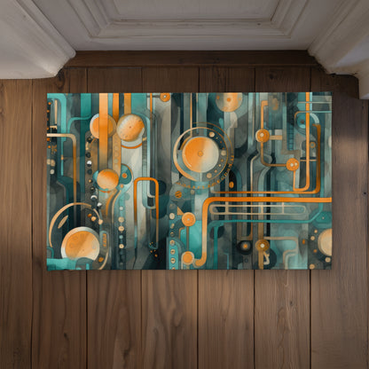 Astrological Machinery Turquoise Indoor Outdoor Door Mat -