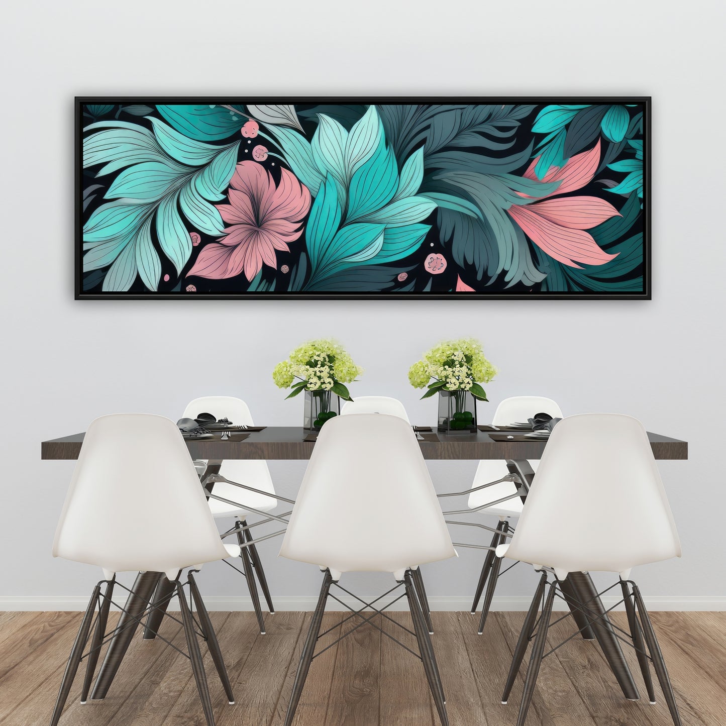 Neon leaves - 36"x36" Framed canvas