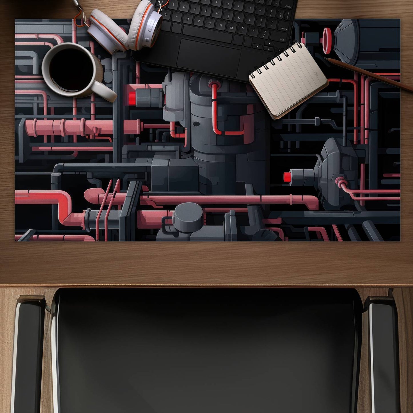 Dark pipes - Desk mat - Print on demand