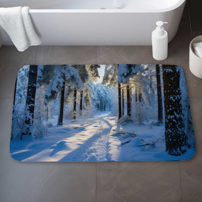 Tapis de bain Chemin enneigé | Décoration d'intérieur douillette, douce et résistante