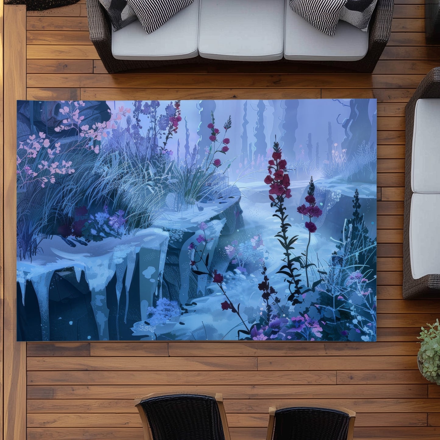 Valley of Ice White Outdoor Area Rug for Home Decor | Stylish