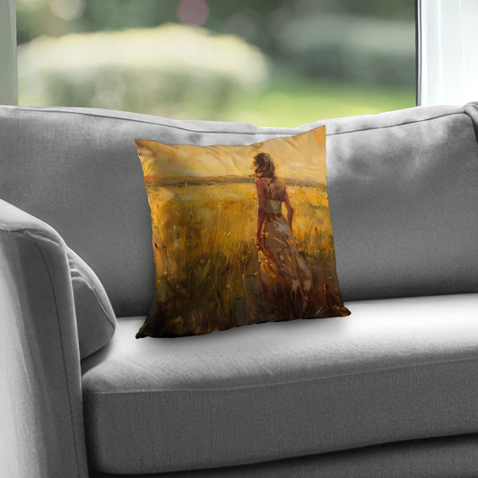 Exploring Gold Poly Twill Throw Pillow Insert - Home Decor