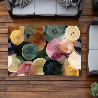 Tapis d'extérieur coloré avec motif « boutons dansants » pour la décoration intérieure