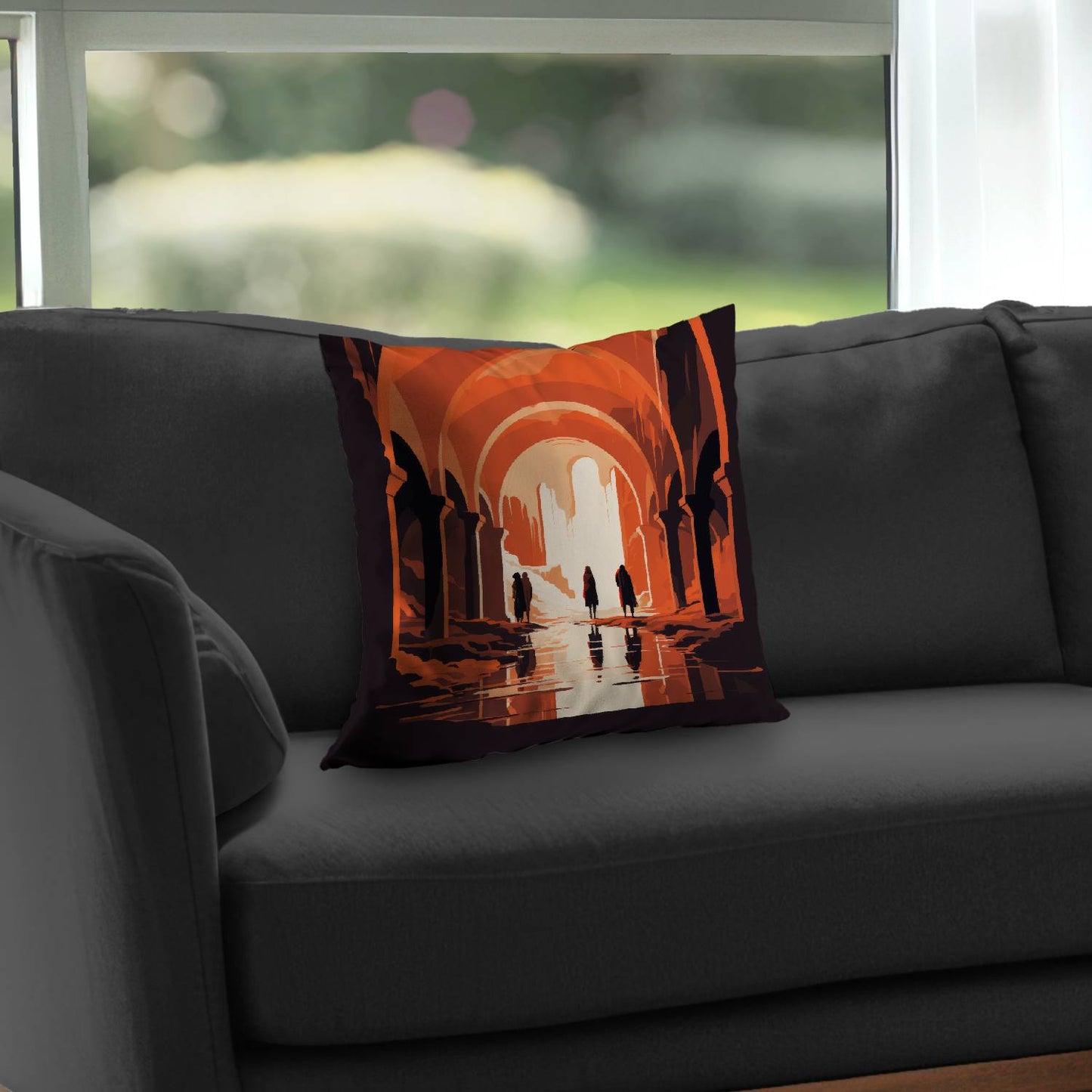 In the ruins - Throw pillow - Print on demand