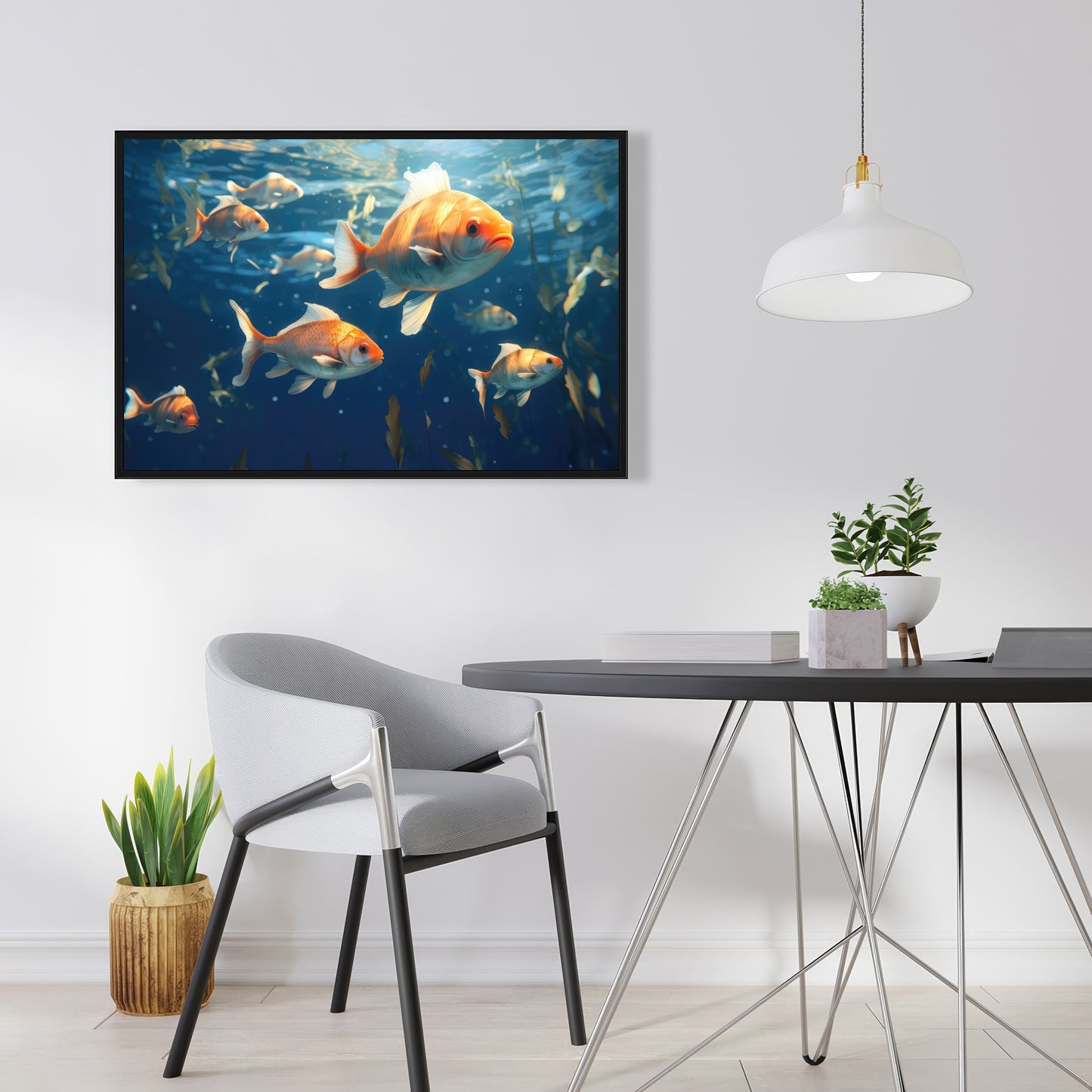 Free Flow - White Framed Canvas for Elegant Home Decor