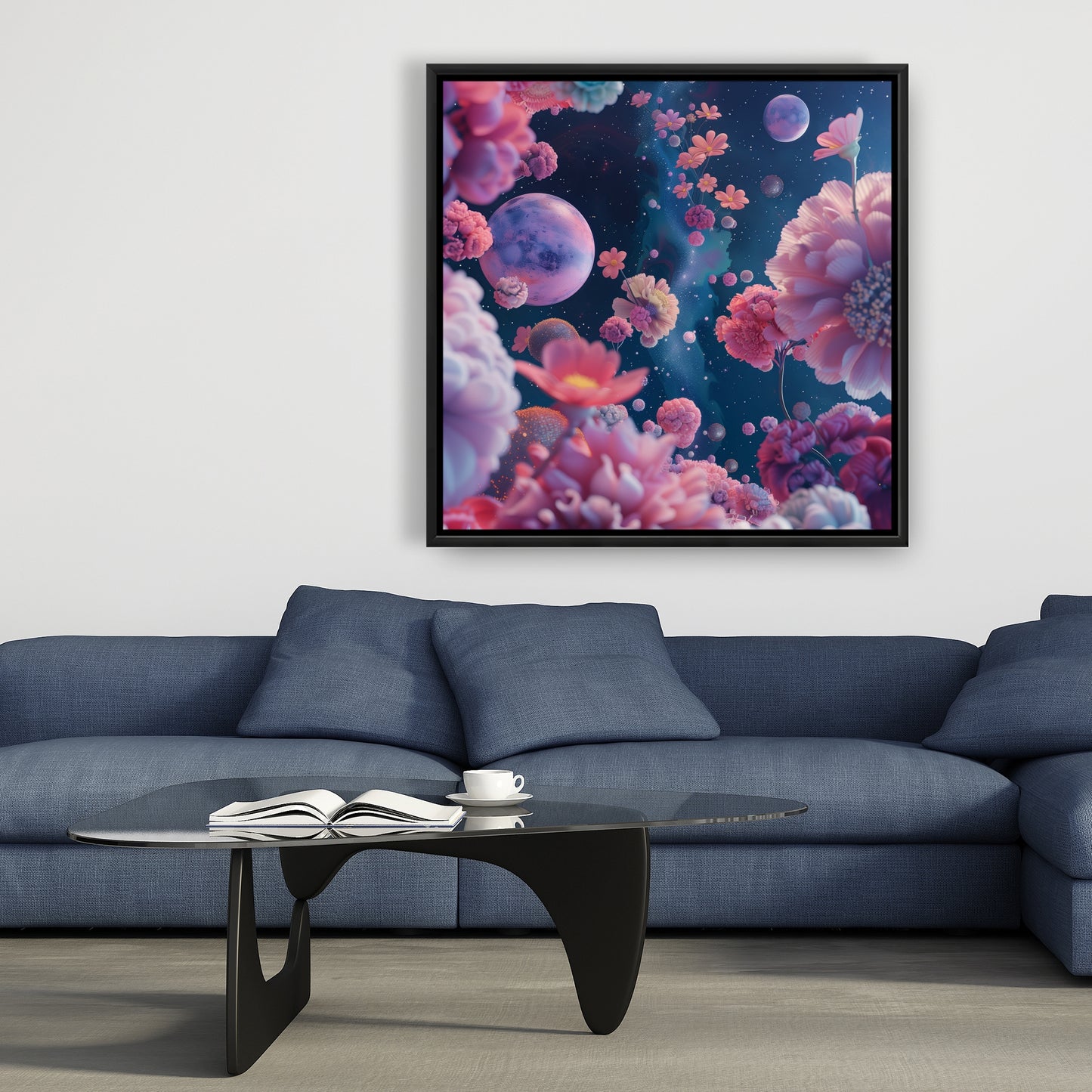 Pink void - White Framed Canvas for Elegant Home Decor