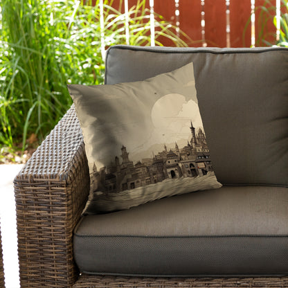 Desert Town Gray Poly Twill Throw Pillow Insert for Home Decor