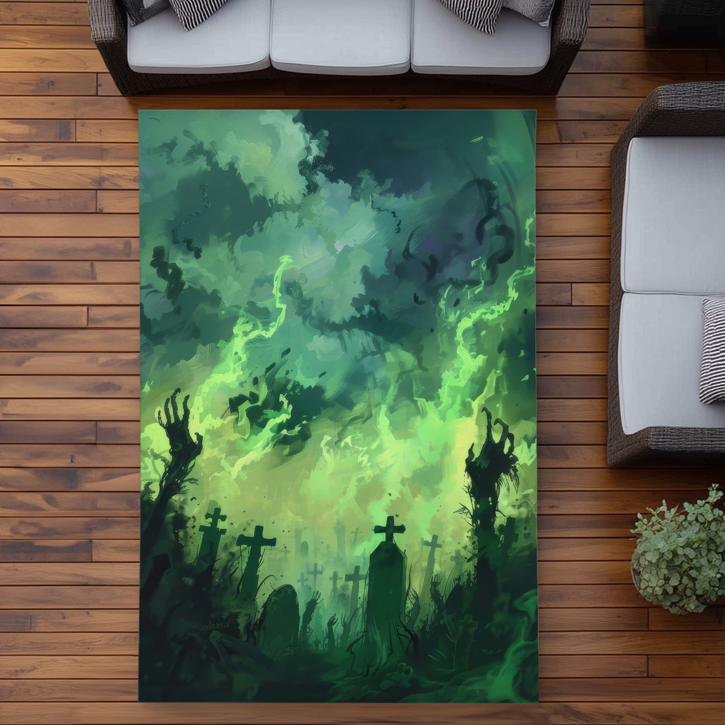 Tapis d'extérieur turquoise Reaching Hell | Accessoire de décoration intérieure
