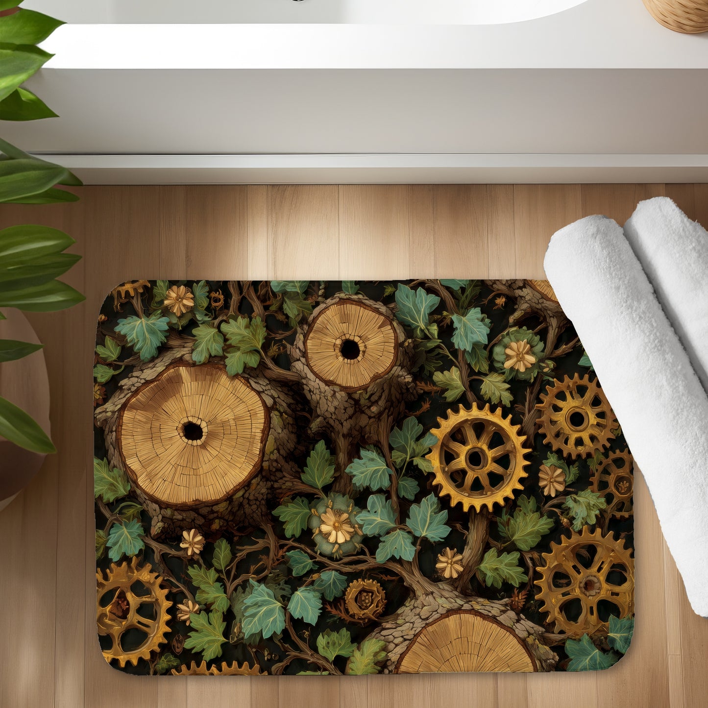 Hiding gears - 17"x24" Bath mat