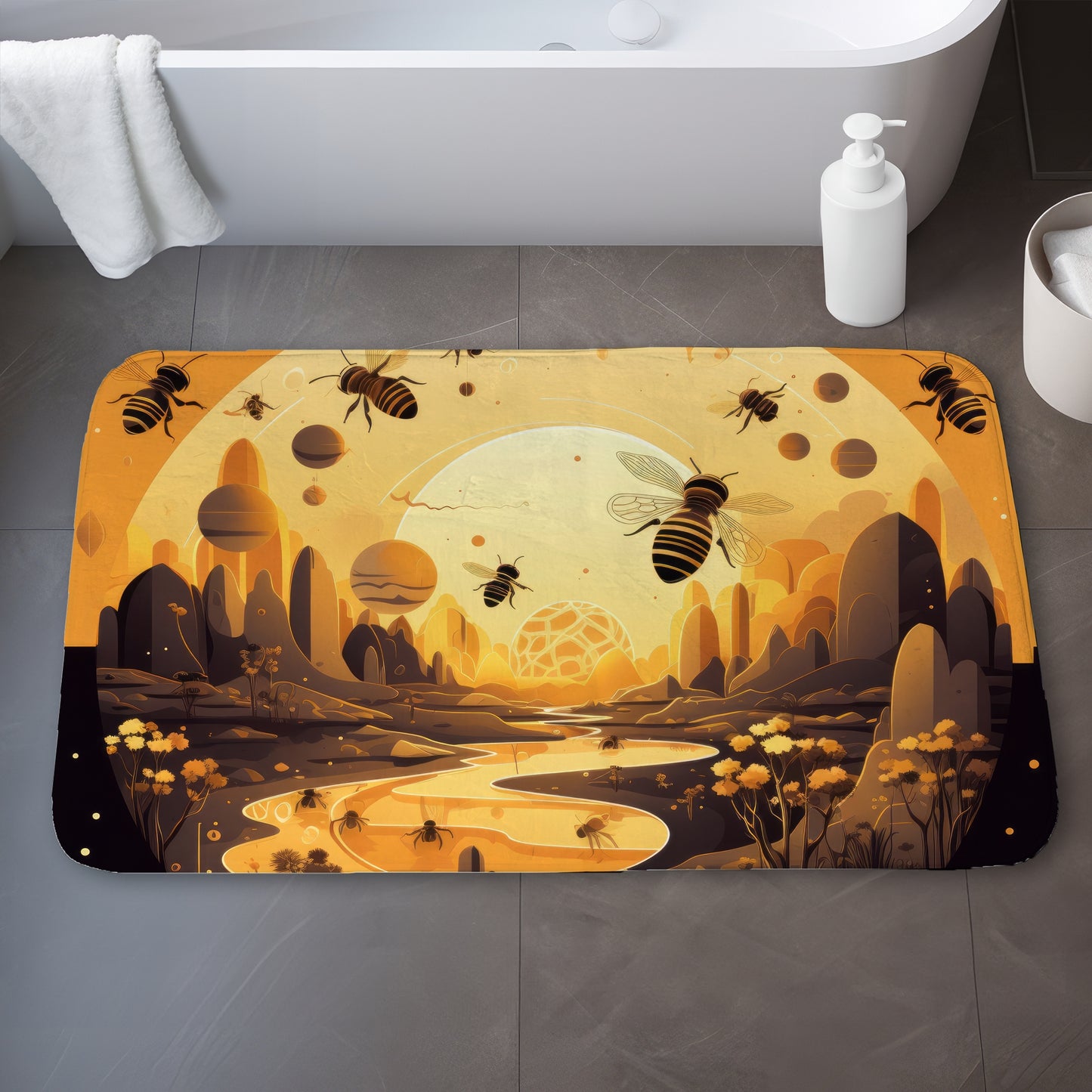 Hive planet - 21"x34" Bath mat