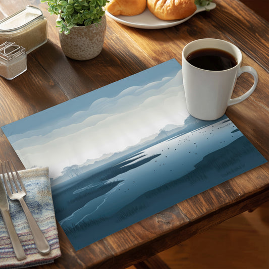 Minimalist Swamp - White Polyester Placemat for Home Decor