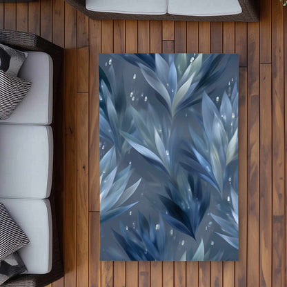 Icy Leaves Outdoor Area Rug | Stylish Home Decor Rug