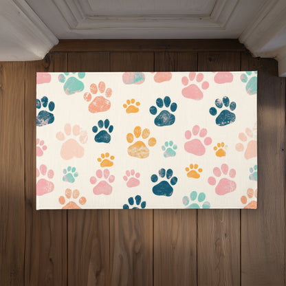 Cute Paws Blue Indoor Outdoor Door Mat | Decor Essentials