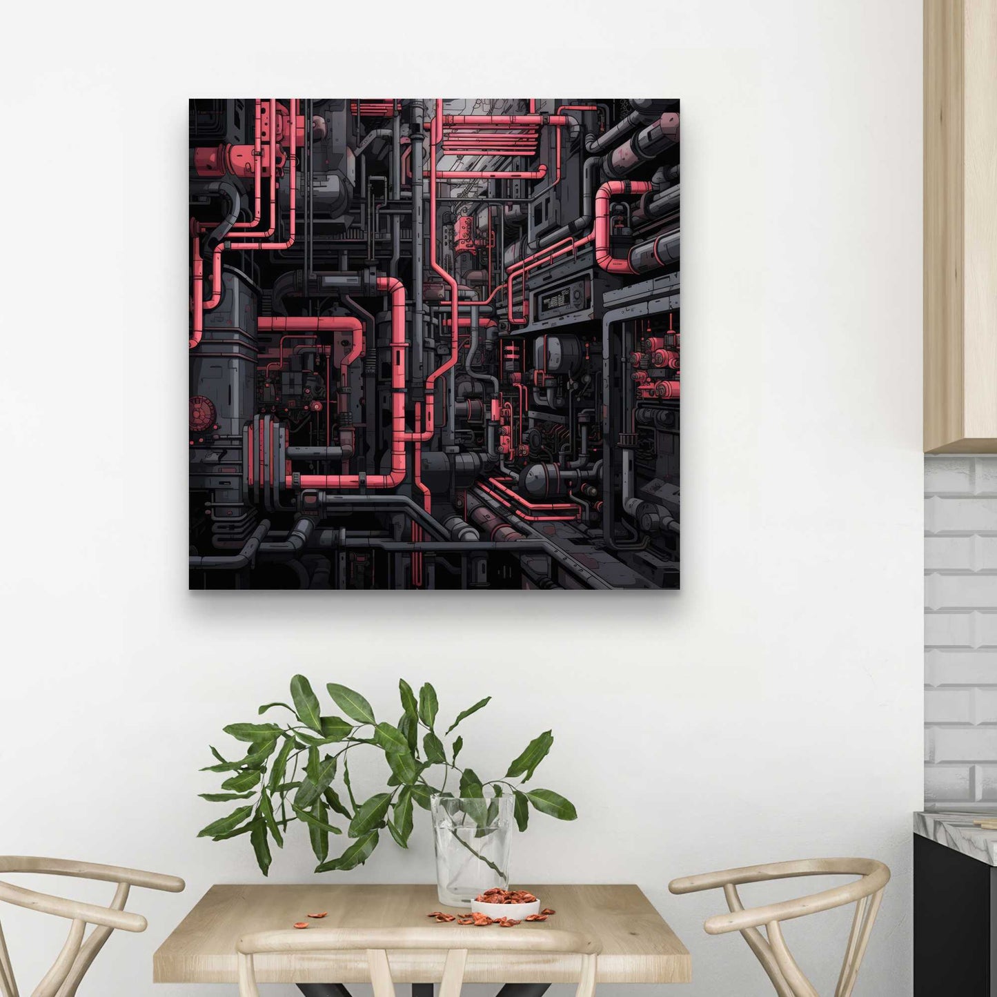 Tubular Nightmare - Gray Canvas Art for Home Decor