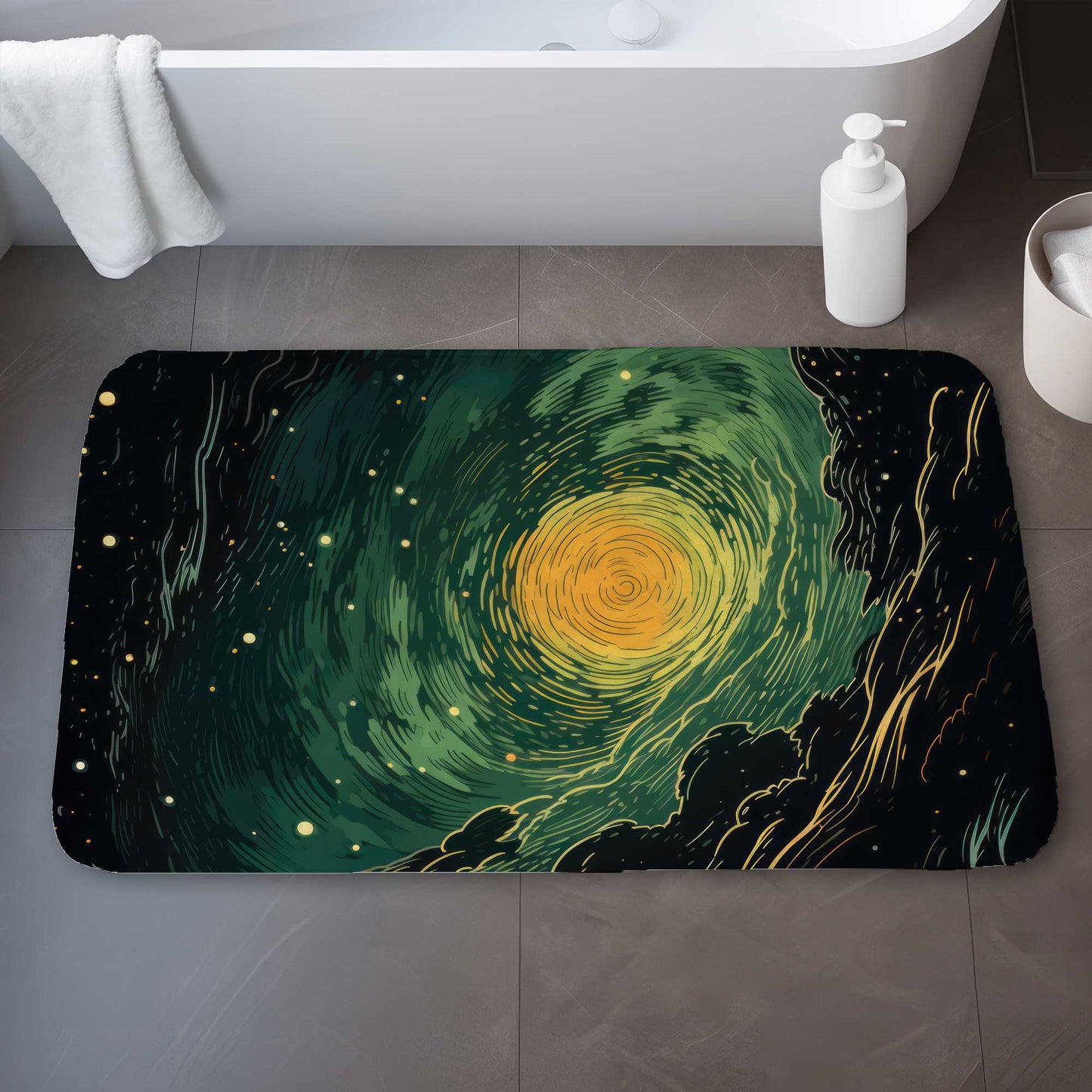 Tapis de bain « Tumulte dans l'espace » | Tapis décoratif élégant pour la maison