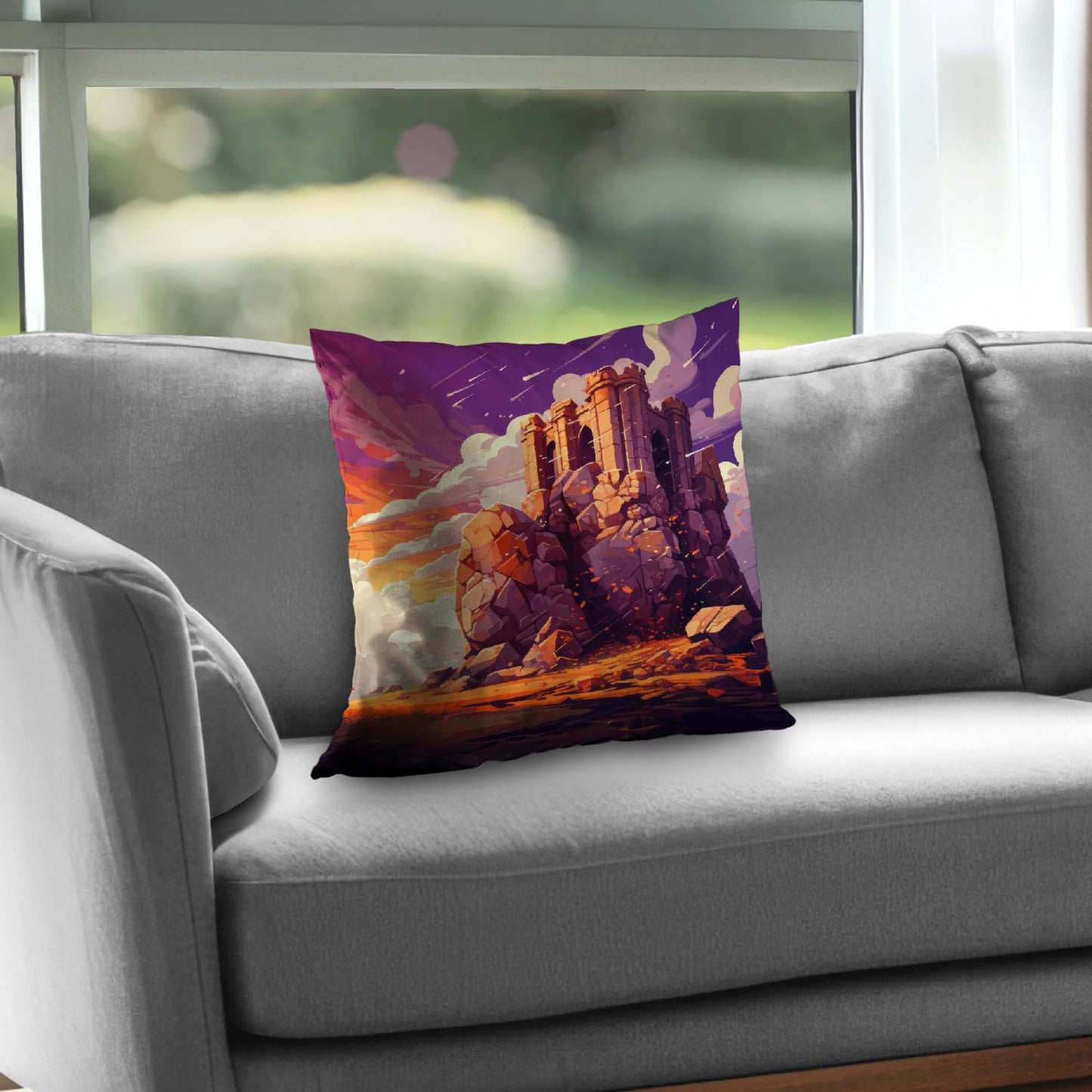 Coussin décoratif en sergé de polyester « Les Derniers Vestiges » pour la maison