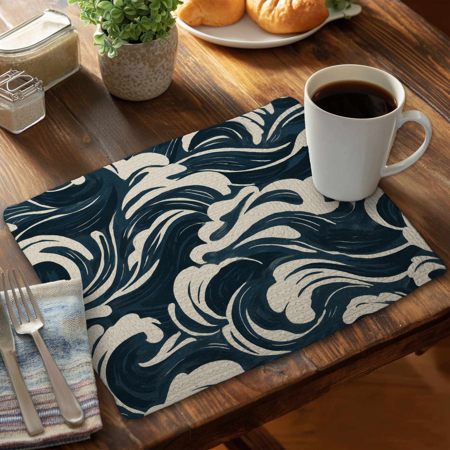 Midnight Ocean Flow Braided Placemat | Stylish Home Decor