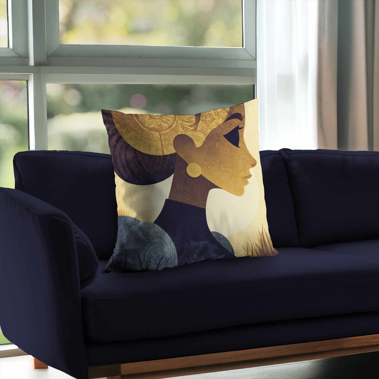 Oreiller décoratif en sergé polyester Golden Muse | Décoration d'intérieur