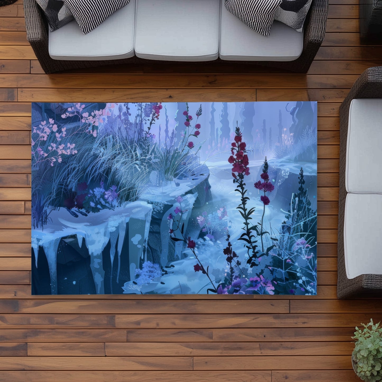 Valley of Ice White Outdoor Area Rug for Home Decor | Stylish