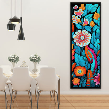 Floral Hues - Turquoise Framed Canvas for Home Decor
