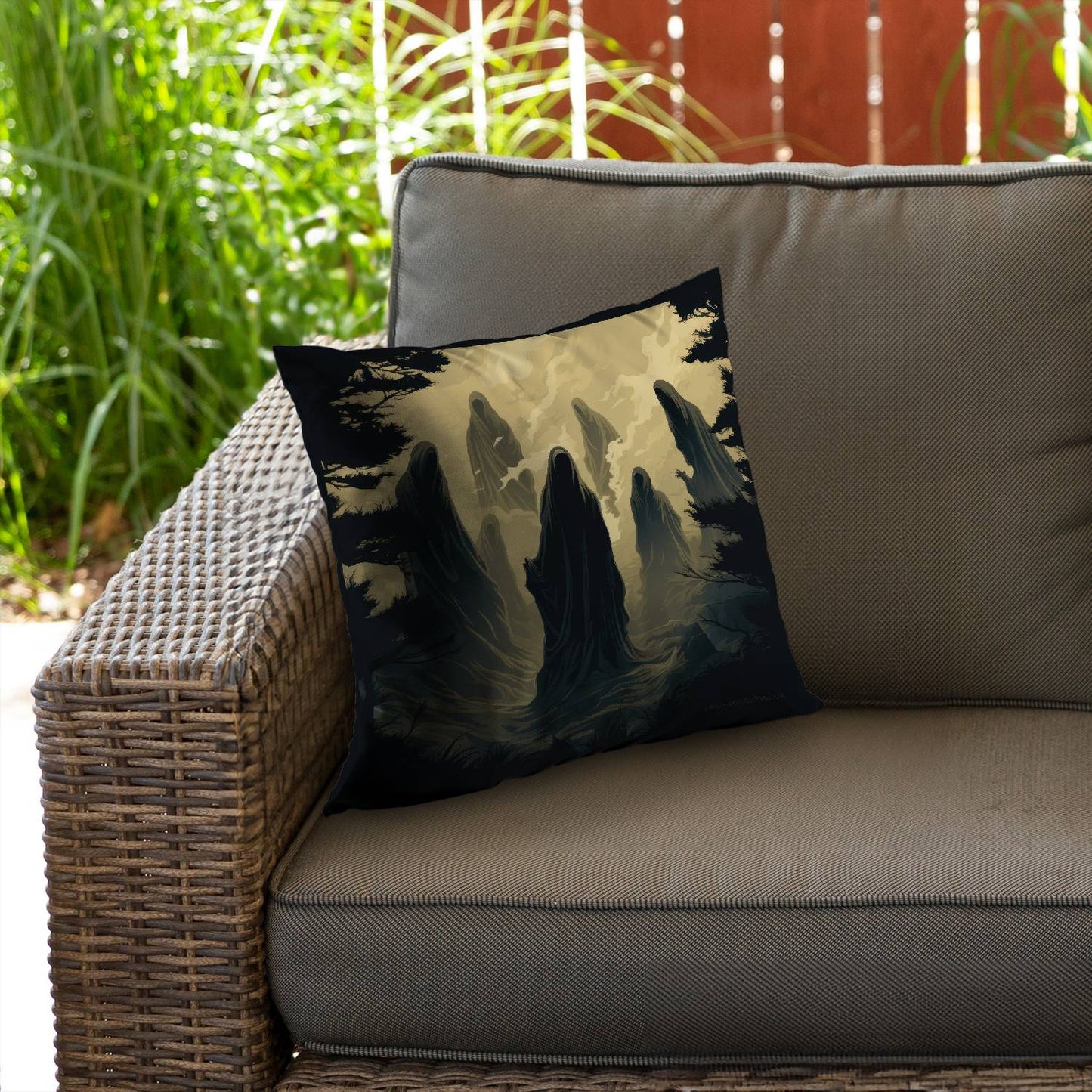 Here they wait - Throw pillow - Print on demand