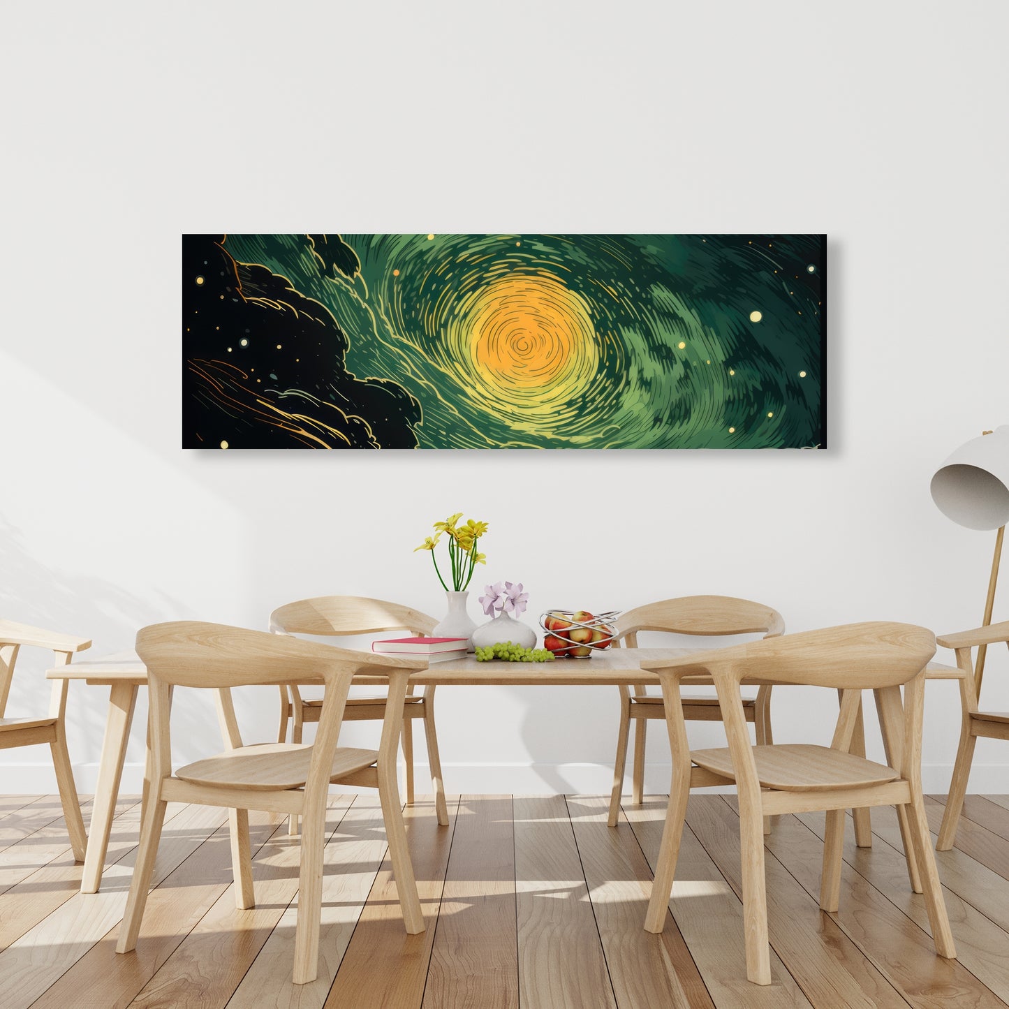 Turmoil in Space - Yellow Canvas Art for Home Decor