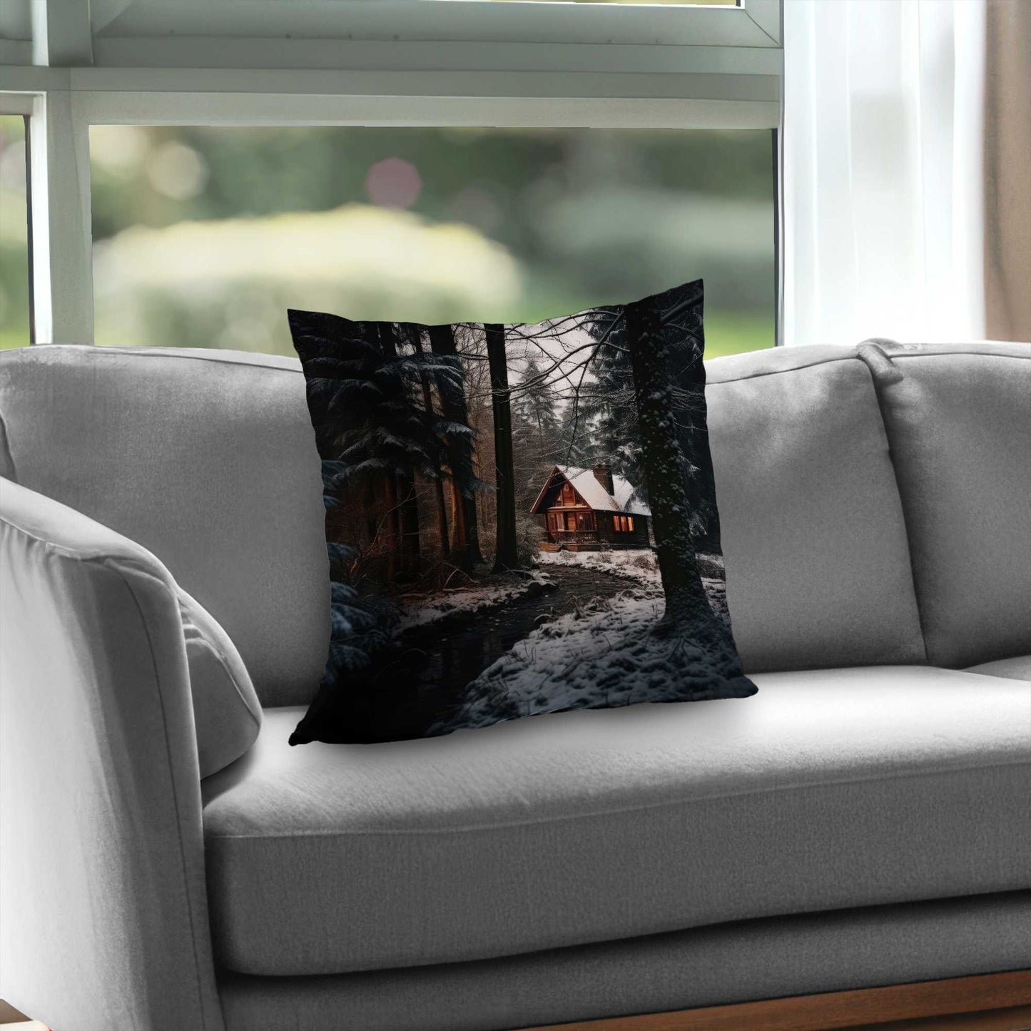 Coussin décoratif en sergé de polyester « Au bord de la rivière » | Décoration d'intérieur élégante
