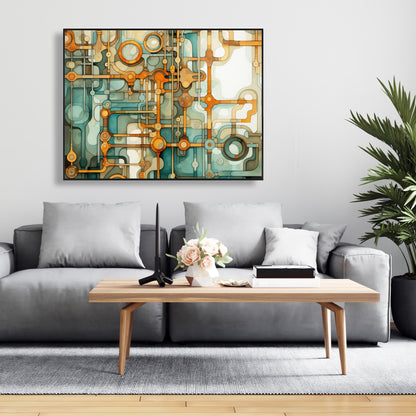 Turns and Bends - Turquoise Framed Canvas for Home Decor