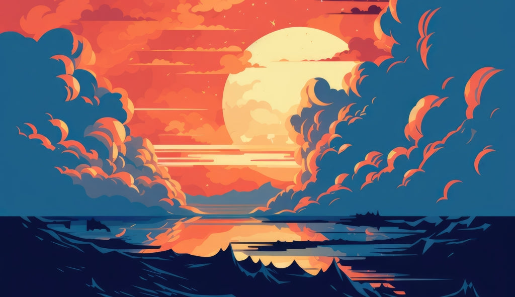 Orange and blue - Desk Mat