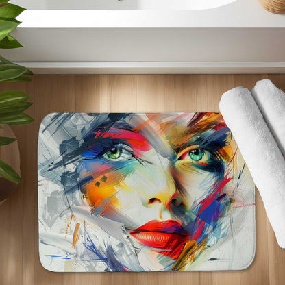 Abstract Look White Bath Mat for Elegant | Soft & Stylish