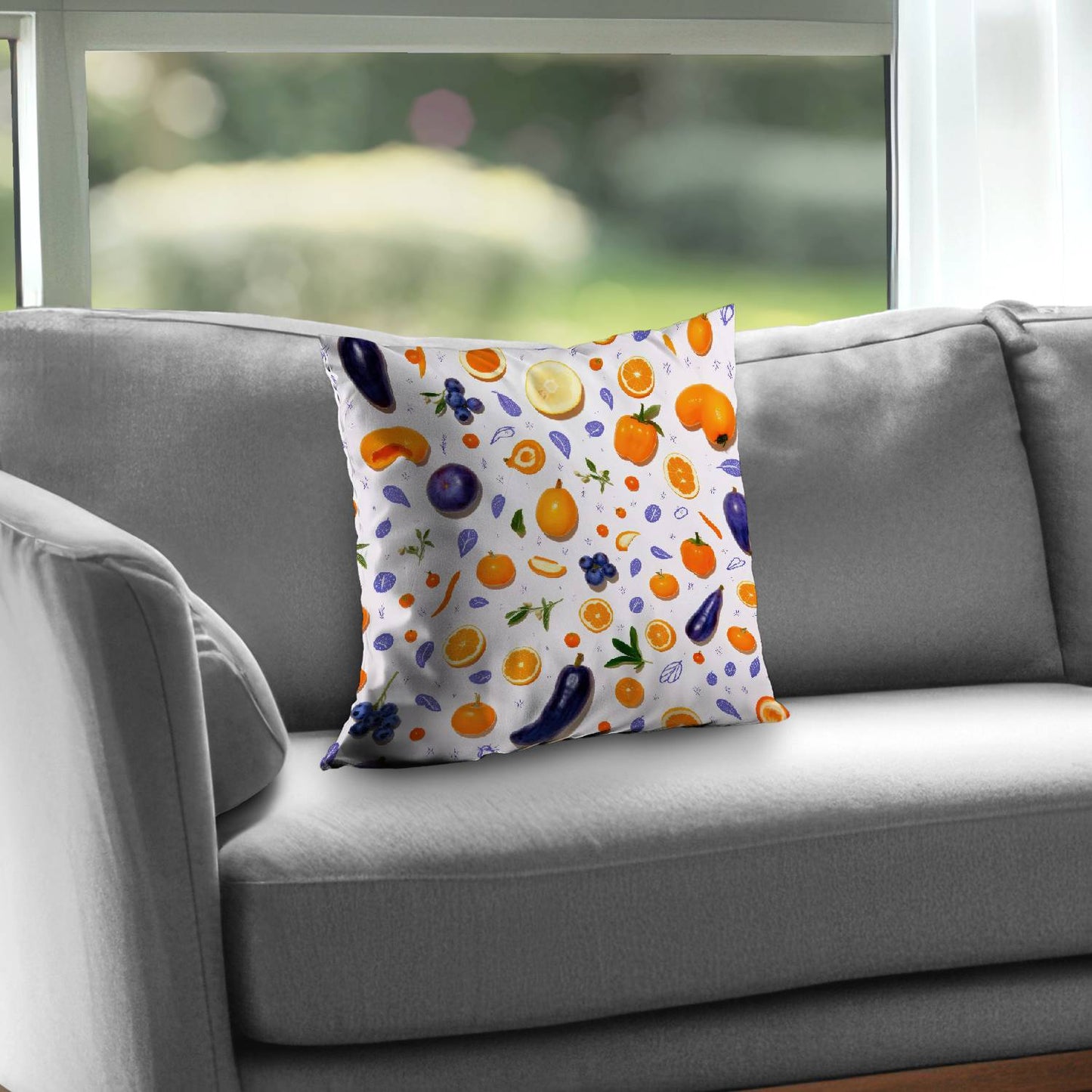 Orange and purple - Throw pillow - Print on demand