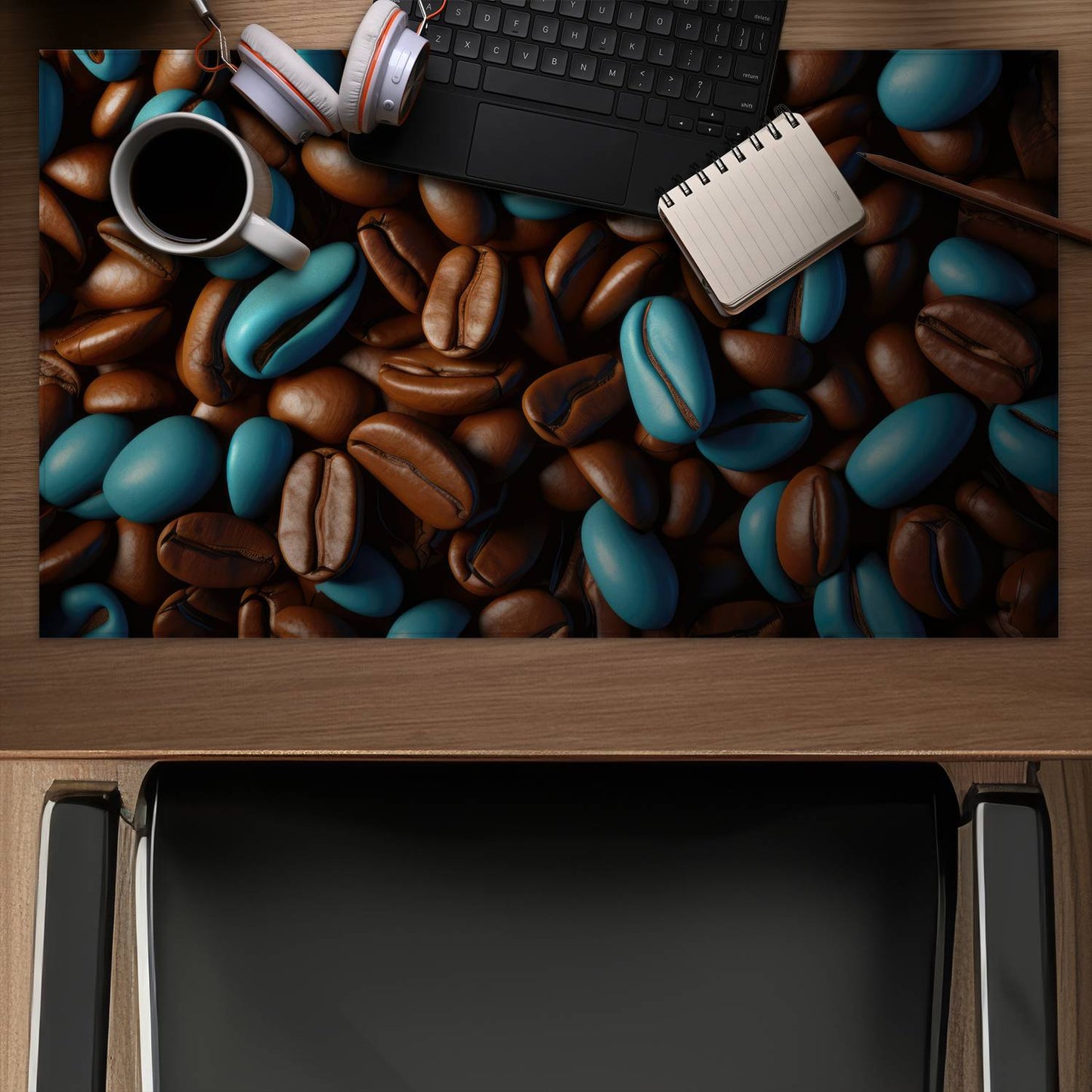 Blue beans - Desk mat - Print on demand