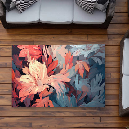 Silent charm - Turquoise Outdoor Area Rug for Home Decor