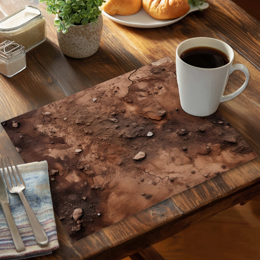 Mud and Stones - Brown Polyester Placemat for Home Decor