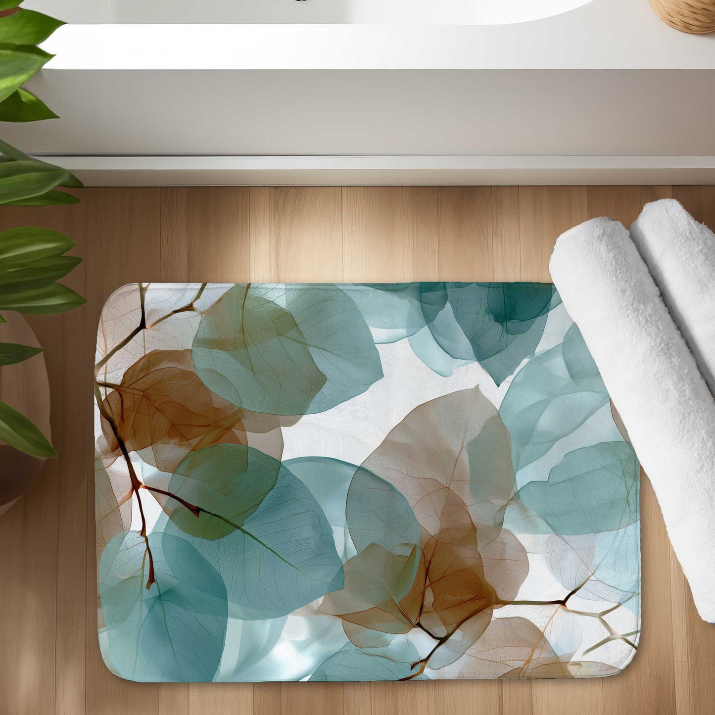 Translucent Leaves Bath Mat | Stylish Home Decor Rug