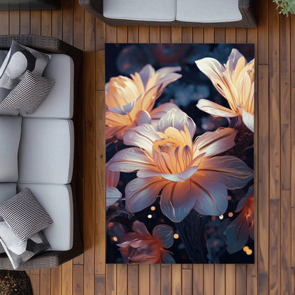 Pixie flowers Black Outdoor Area Rug for Home Decor - Durable