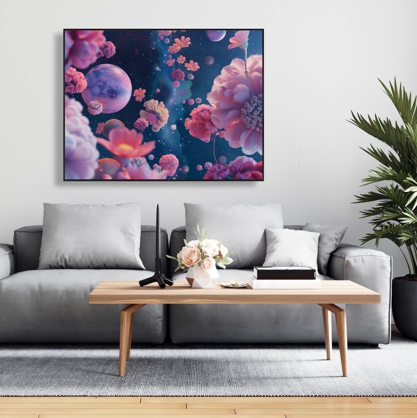 Pink void - White Framed Canvas for Elegant Home Decor