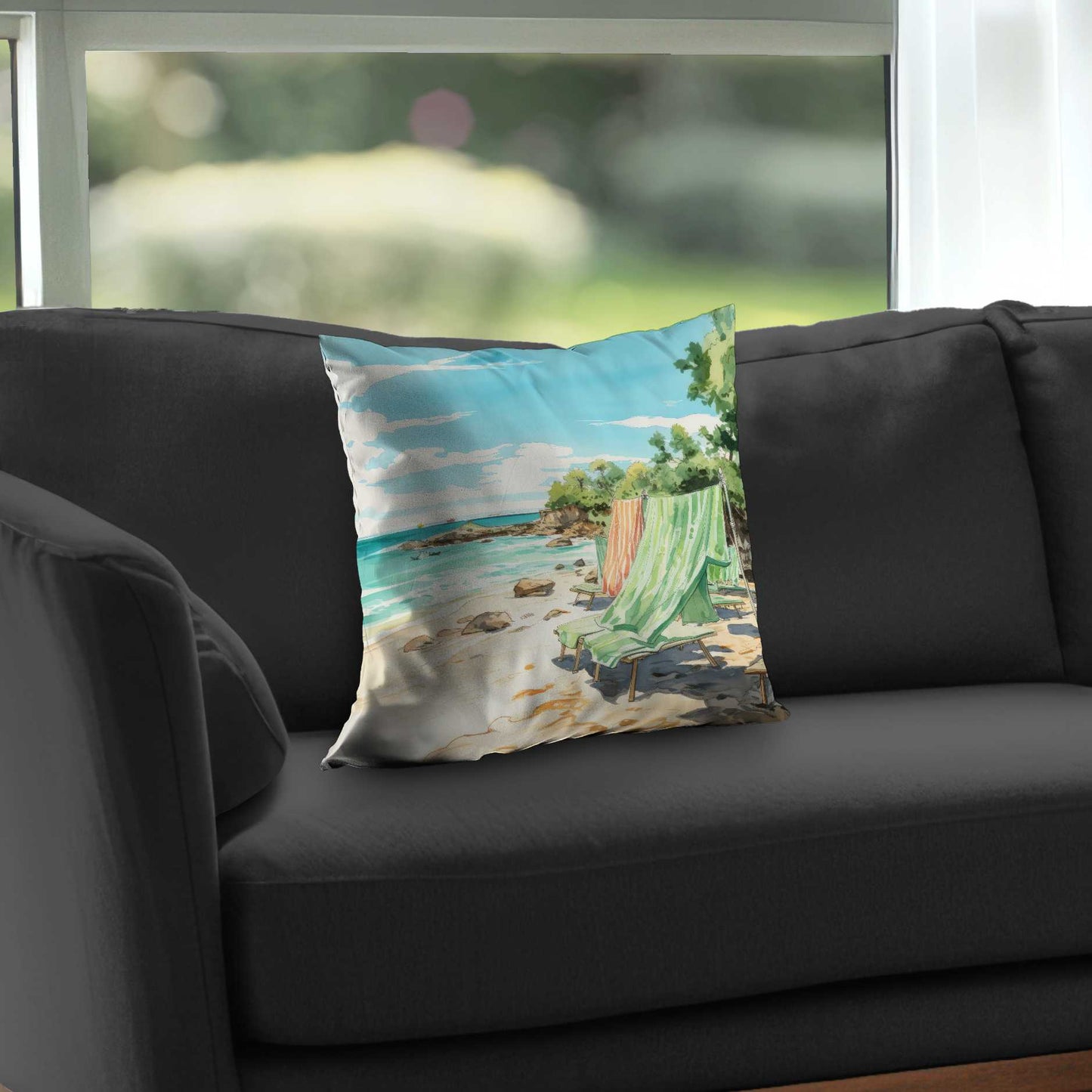 Beach Calm Poly Twill Throw Pillow - Home Decor Accent