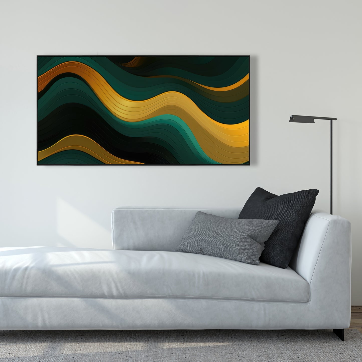 Golden Harmony - Gold Framed Canvas for Elegant Home Decor