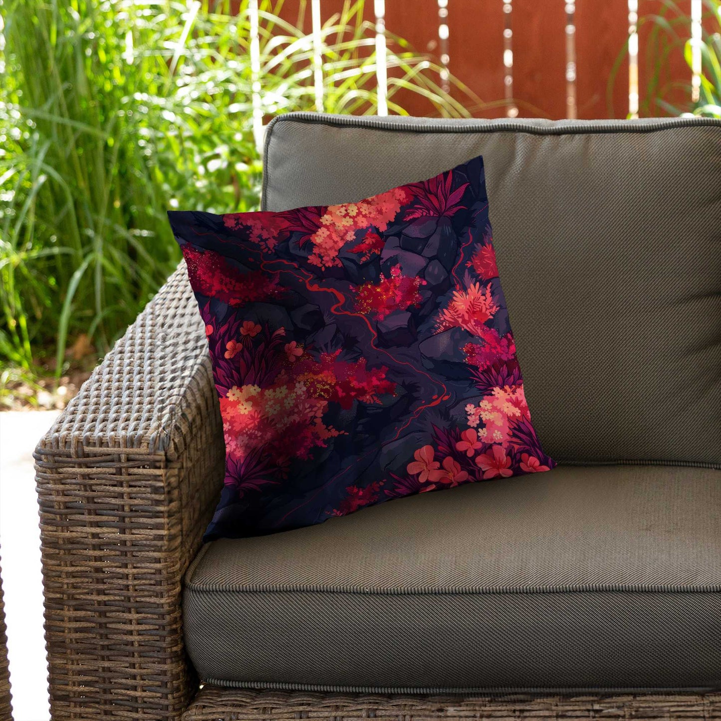 Burning Plants Purple Poly Twill Throw Pillow Insert | Decor