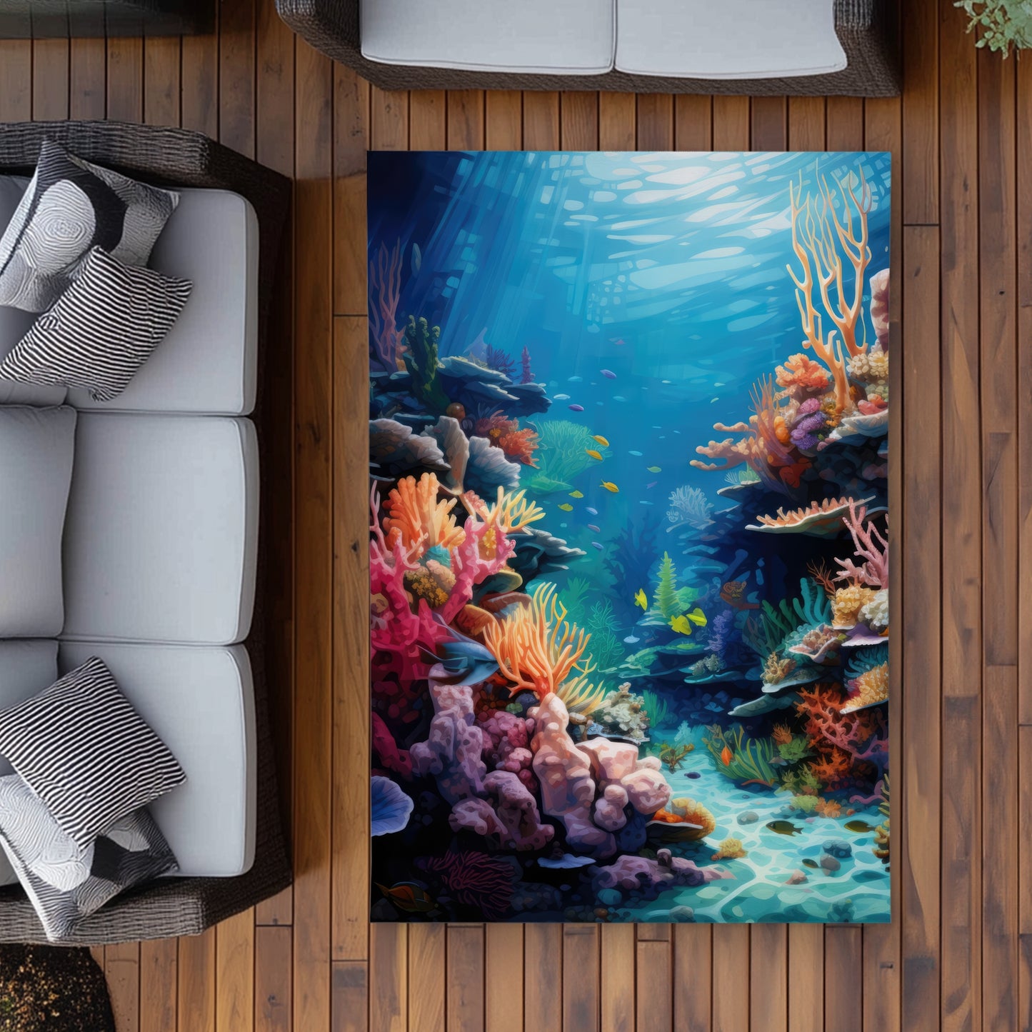 Tapis d'extérieur corail - Décoration élégante pour les patios