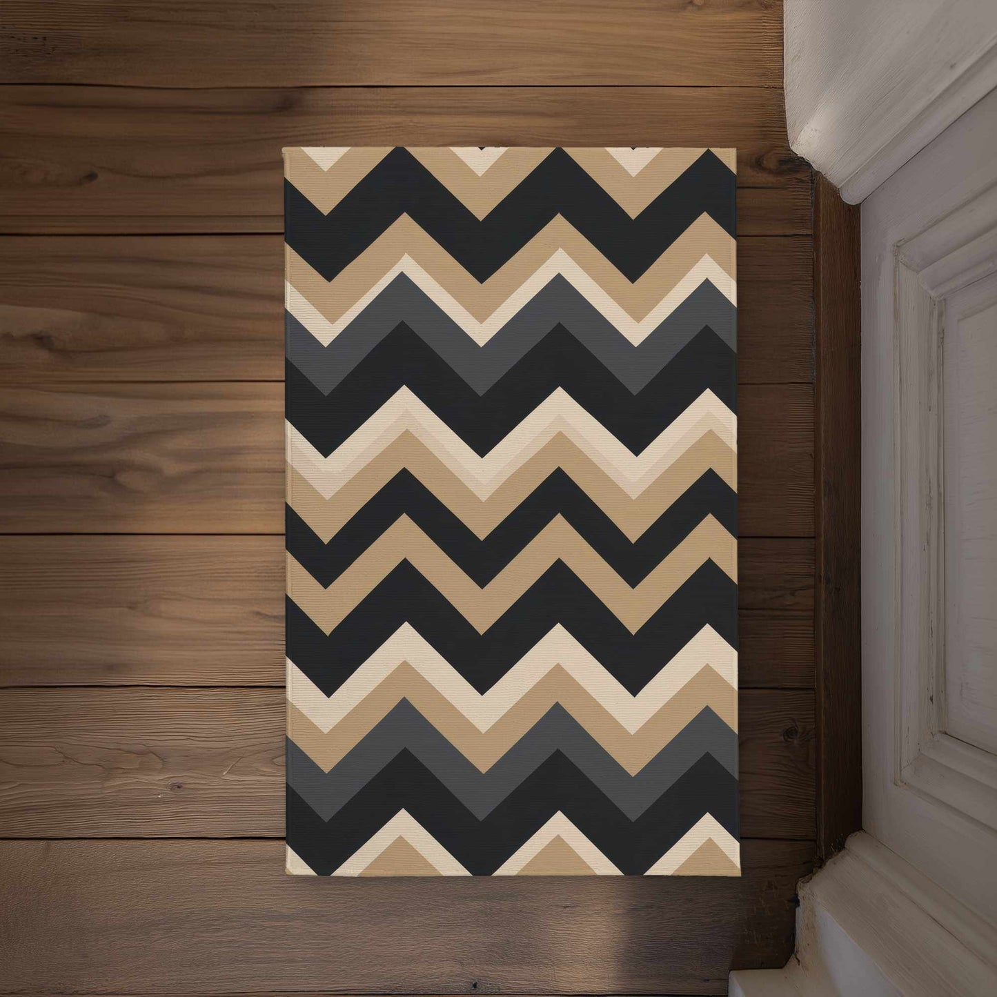 Earth Tone Waves Door Mat - Indoor Outdoor Home Decor
