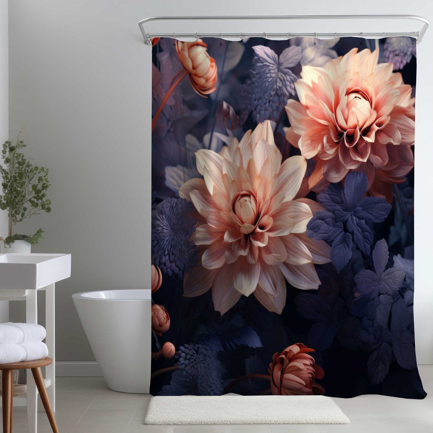 Rideau de douche rose et violet | Accent de décoration élégant