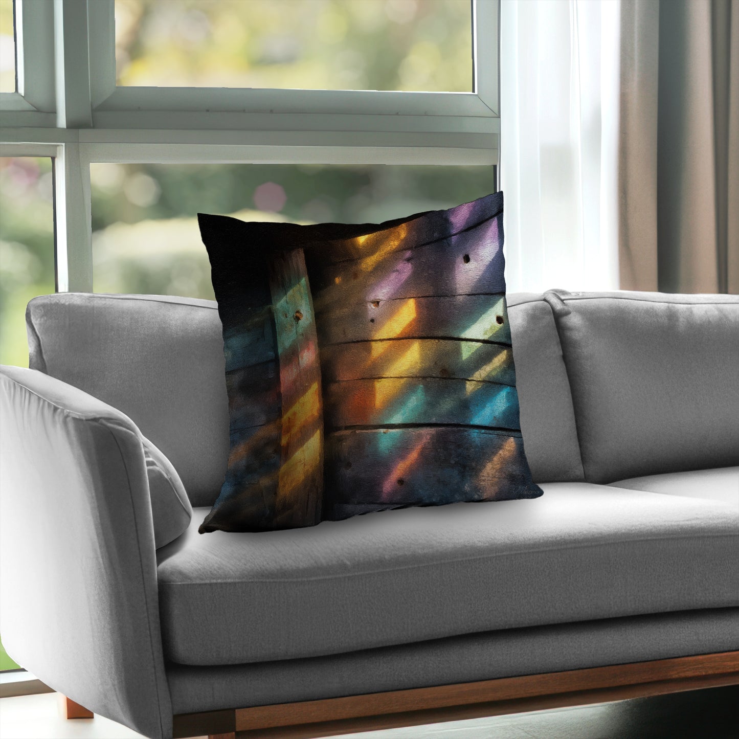 Rainbow Glint Poly Twill Throw Pillow - Home Decor Accent