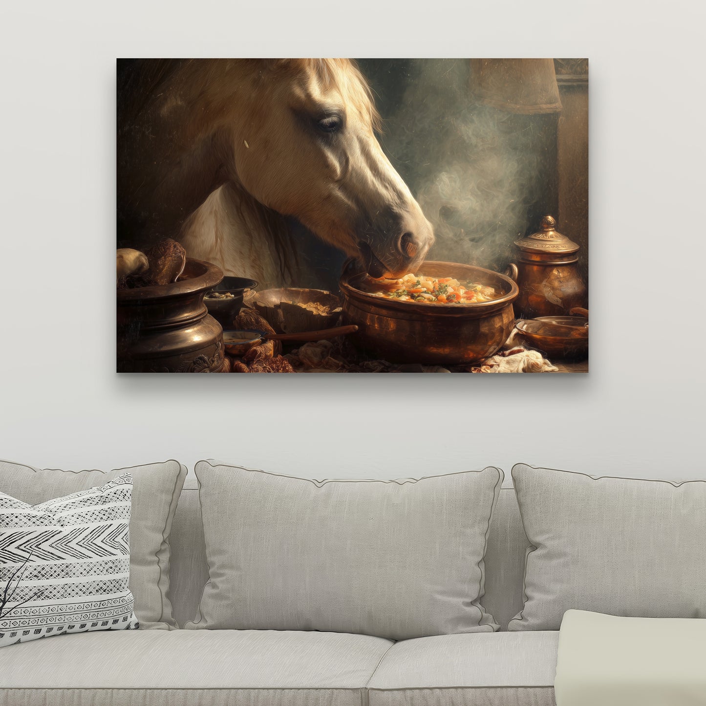 Horse on soup - 24"x24" Canvas