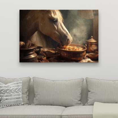Horse on soup - 24"x24" Canvas