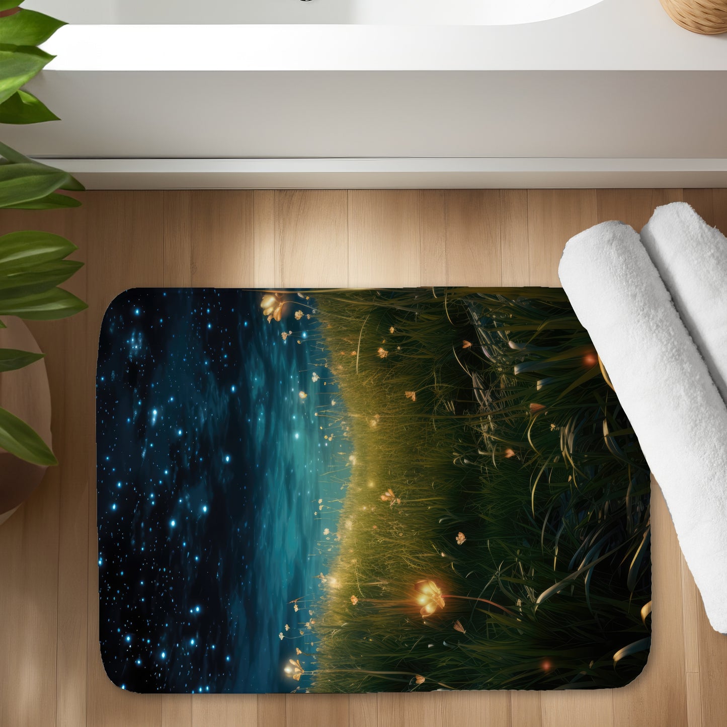 The night sky Blue bath mat for stylish home decor | Soft & Cozy